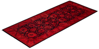 Overdyed Hand-Knotted Wool Modern-Contemporary Pink Runner 2' 7" x 6' 1"
