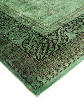 Modern Overdyed Hand Knotted Wool Green Area Rug 6' 3" x 9' 2"