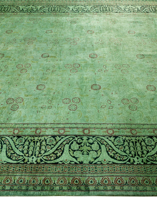 Modern Overdyed Hand Knotted Wool Green Area Rug 6' 3" x 9' 2"