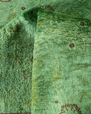 Contemporary Hand-Knotted Overdyed Green Area Rug 6' 3" x 9' 2"
