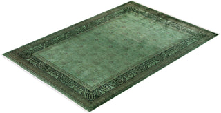 Contemporary Hand-Knotted Overdyed Green Area Rug 6' 3" x 9' 2"