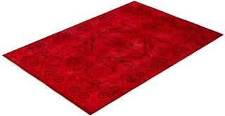 Overdyed Hand-Knotted Wool Modern-Contemporary Pink Area Rug 5' 2" x 7' 7"