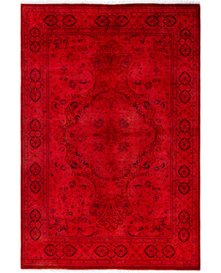 Overdyed Hand-Knotted Wool Modern-Contemporary Pink Area Rug 5' 2" x 7' 7"