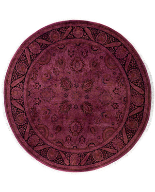 Contemporary Overdyed Wool Hand Knotted Pink Round Area Rug 6' 1" x 6' 1"