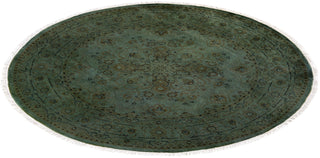 Modern Overdyed Hand Knotted Wool Green Round Area Rug 5' 1" x 5' 1"
