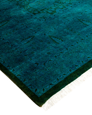 Modern Overdyed Hand Knotted Wool Green Area Rug 8' 2" x 14' 5"