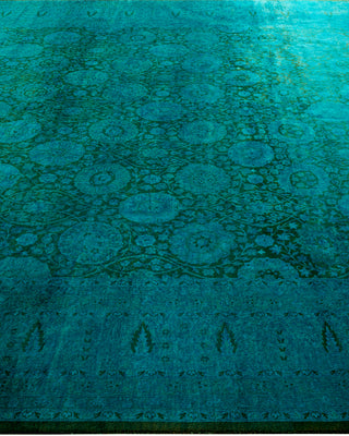 Contemporary Hand-Knotted Overdyed Green Area Rug 8' 2" x 14' 5"