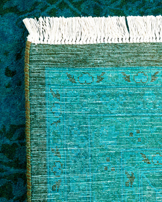 Contemporary Hand-Knotted Overdyed Green Area Rug 8' 2" x 14' 5"