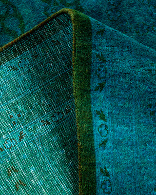 Contemporary Hand-Knotted Overdyed Green Area Rug 8' 2" x 14' 5"