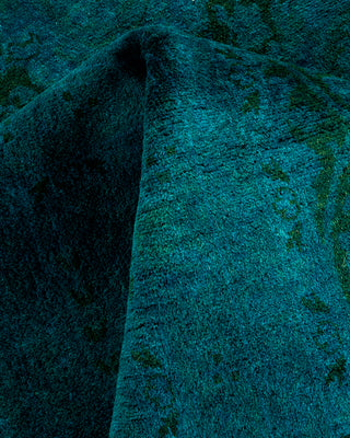 Contemporary Hand-Knotted Overdyed Green Area Rug 8' 2" x 14' 5"
