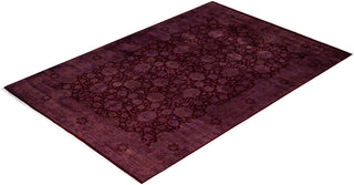 Overdyed Hand-Knotted Wool Modern-Contemporary Purple Area Rug 6' 4" x 9' 3"