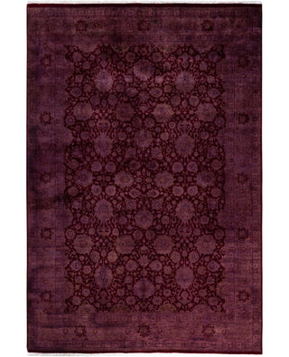 Overdyed Hand-Knotted Wool Modern-Contemporary Purple Area Rug 6' 4" x 9' 3"