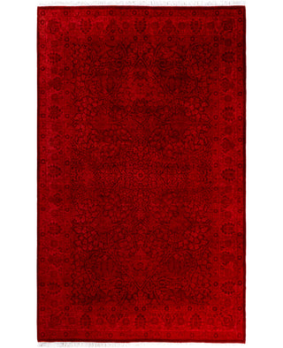 Overdyed Hand-Knotted Wool Modern-Contemporary Pink Area Rug 4' 7" x 7' 7"