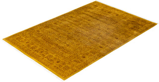 Overdyed Hand-Knotted Wool Modern-Contemporary Gold Area Rug 4' 8" x 6' 10"