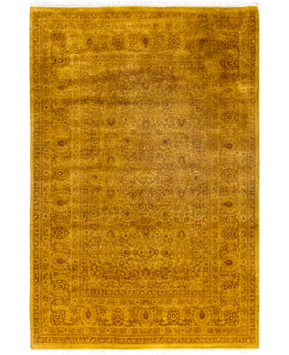 Overdyed Hand-Knotted Wool Modern-Contemporary Gold Area Rug 4' 8" x 6' 10"