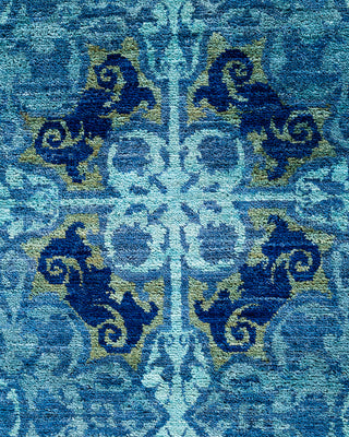 Contemporary Hand-Knotted Overdyed Blue Area Rug 9' 2" x 11' 5"