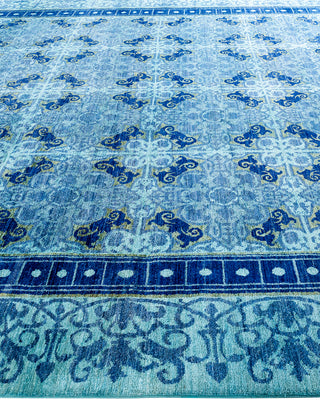 Contemporary Hand-Knotted Overdyed Blue Area Rug 9' 2" x 11' 5"