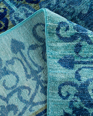 Contemporary Hand-Knotted Overdyed Blue Area Rug 9' 2" x 11' 5"