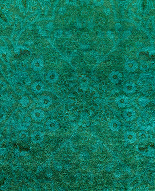 Overdyed Hand-Knotted Wool Modern-Contemporary Green Area Rug 4' 7" x 7' 2"