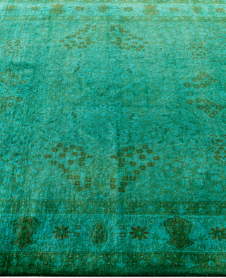 Overdyed Hand-Knotted Wool Modern-Contemporary Green Area Rug 4' 7" x 7' 2"