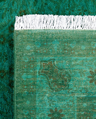 Overdyed Hand-Knotted Wool Modern-Contemporary Green Area Rug 4' 7" x 7' 2"