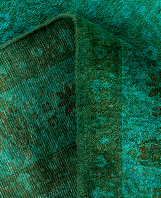 Overdyed Hand-Knotted Wool Modern-Contemporary Green Area Rug 4' 7" x 7' 2"
