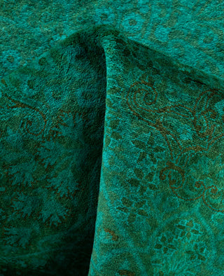 Overdyed Hand-Knotted Wool Modern-Contemporary Green Area Rug 4' 7" x 7' 2"