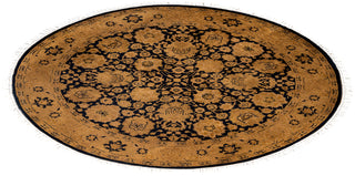 Overdyed One-of-a-Kind Wool Beige Round Area Rug 4' 1" x 4' 1"