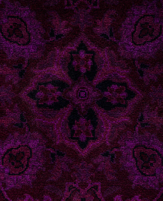 Contemporary Overdyed Wool Hand Knotted Purple Round Area Rug 4' 1" x 4' 1"