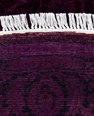 Contemporary Overdyed Wool Hand Knotted Purple Round Area Rug 4' 1" x 4' 1"