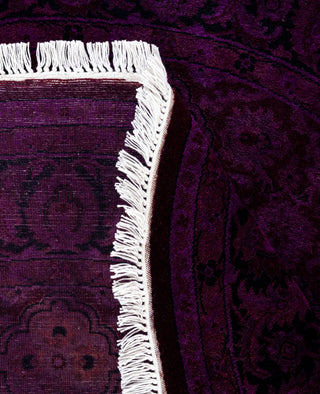 Contemporary Overdyed Wool Hand Knotted Purple Round Area Rug 4' 1" x 4' 1"