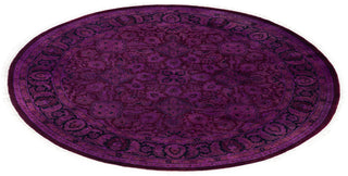 Contemporary Overdyed Wool Hand Knotted Purple Round Area Rug 4' 1" x 4' 1"