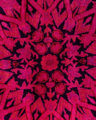 Contemporary Hand-Knotted Overdyed Pink Round Area Rug 7' 1" x 7' 1"