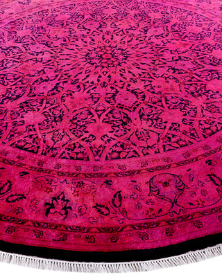 Contemporary Overyed Wool Hand Knotted Pink Round Area Rug 7' 1" x 7' 1"