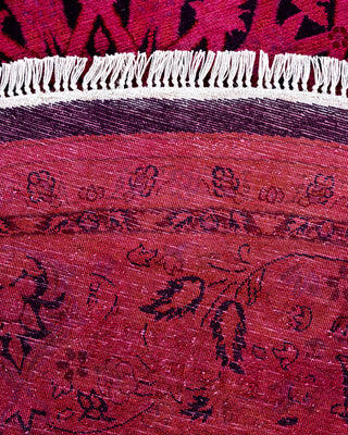 Contemporary Hand-Knotted Overdyed Pink Round Area Rug 7' 1" x 7' 1"