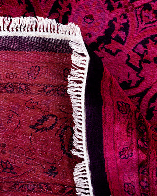 Contemporary Hand-Knotted Overdyed Pink Round Area Rug 7' 1" x 7' 1"