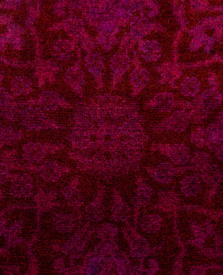 Contemporary Overdyed Wool Hand Knotted Purple Round Area Rug 4' 1" x 4' 1"
