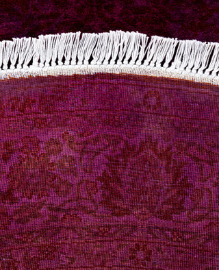 Contemporary Overdyed Wool Hand Knotted Purple Round Area Rug 4' 1" x 4' 1"