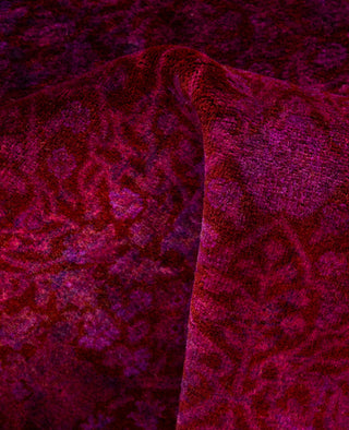 Contemporary Overdyed Wool Hand Knotted Purple Round Area Rug 4' 1" x 4' 1"