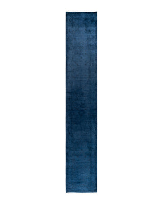 Contemporary Fine Vibrance Blue Wool Area Rug 2' 7" x 14' 9"