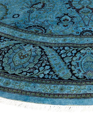 Fine Vibrance, One-of-a-Kind Hand-Knotted Area Rug - Blue, 7' 1" x 7' 1" - Solo Rugs
