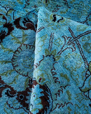 Fine Vibrance, One-of-a-Kind Hand-Knotted Area Rug - Blue, 7' 1" x 7' 1" - Solo Rugs