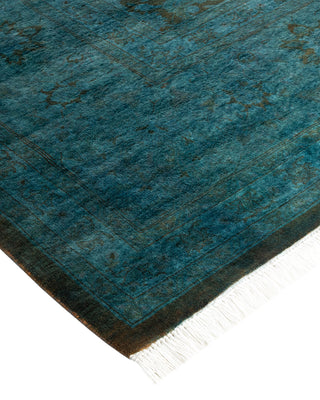 Modern Overdyed Hand Knotted Wool Blue Area Rug 9' 3" x 12' 1"