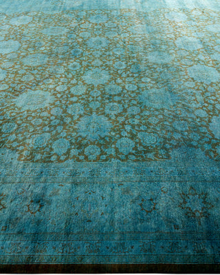 Modern Overdyed Hand Knotted Wool Blue Area Rug 9' 3" x 12' 1"