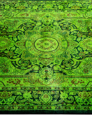 Modern Overdyed Hand Knotted Wool Green Area Rug 3' 2" x 5' 4"