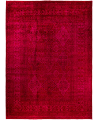 Contemporary Overdyed Wool Hand Knotted Pink Area Rug 10' 4" x 14' 2"