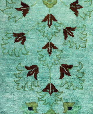 Contemporary Overdyed Wool Hand Knotted Green Area Rug 9' 2" x 12' 1"