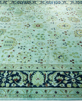 Contemporary Overdyed Wool Hand Knotted Green Area Rug 9' 2" x 12' 1"