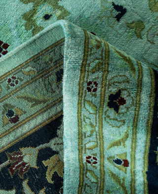 Contemporary Overdyed Wool Hand Knotted Green Area Rug 9' 2" x 12' 1"