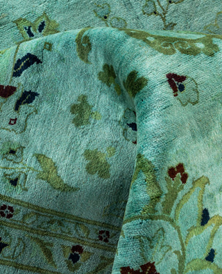 Contemporary Overdyed Wool Hand Knotted Green Area Rug 9' 2" x 12' 1"